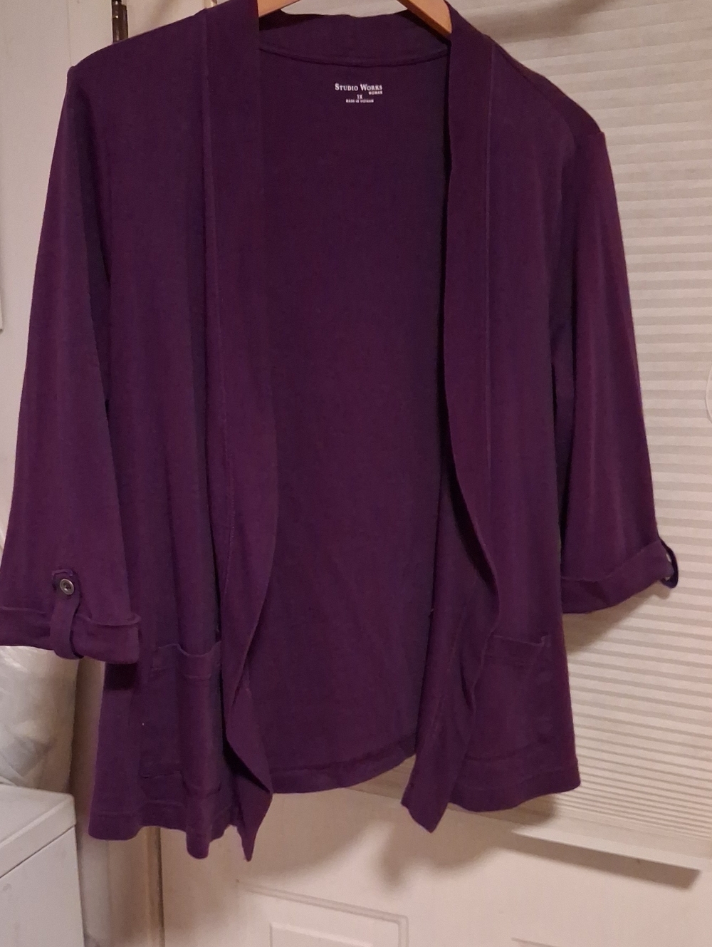 Studio Works Women's Purple Open-Front Cardigan 1X Sweater